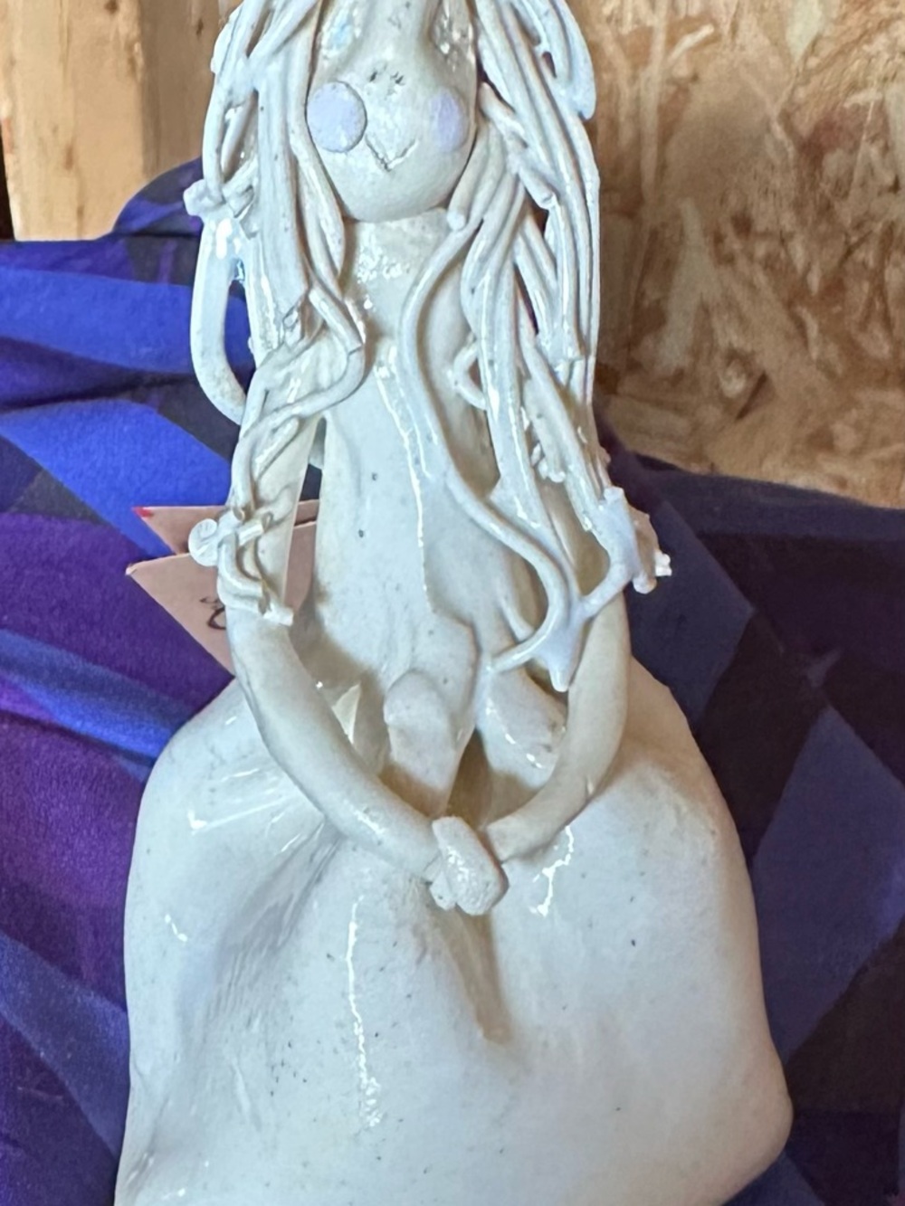 Handcrafted White Ceramic Angel Figure Sculpture - Decorative Home Art